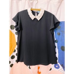 CeCe short sleeve blouse with textured collar